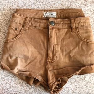 Free People Tan high waisted shorts